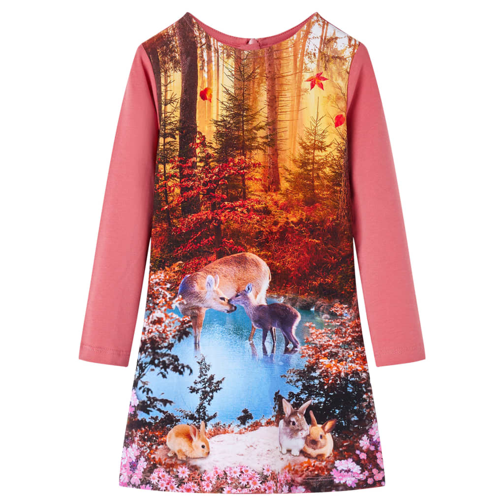 Robe enfant à manches longues vieux rose 104