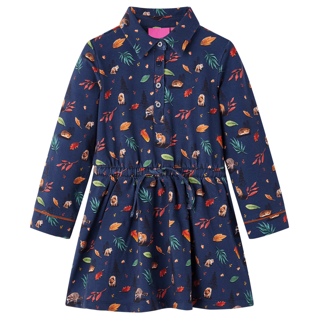 Children's Dress with Long Sleeves Navy Blue 116