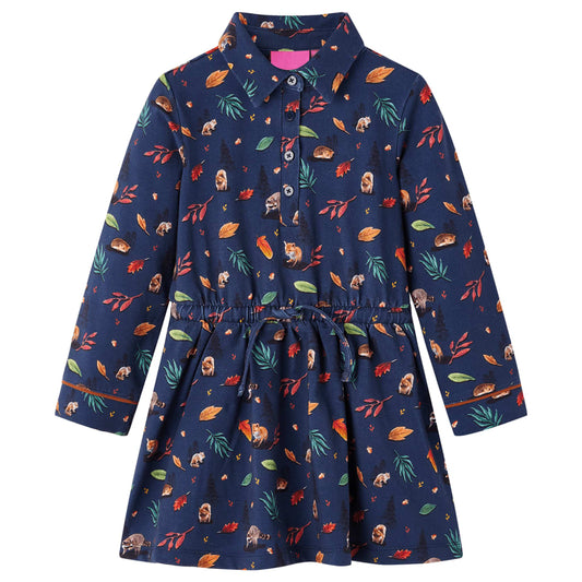 Children's Dress with Long Sleeves Navy Blue 116