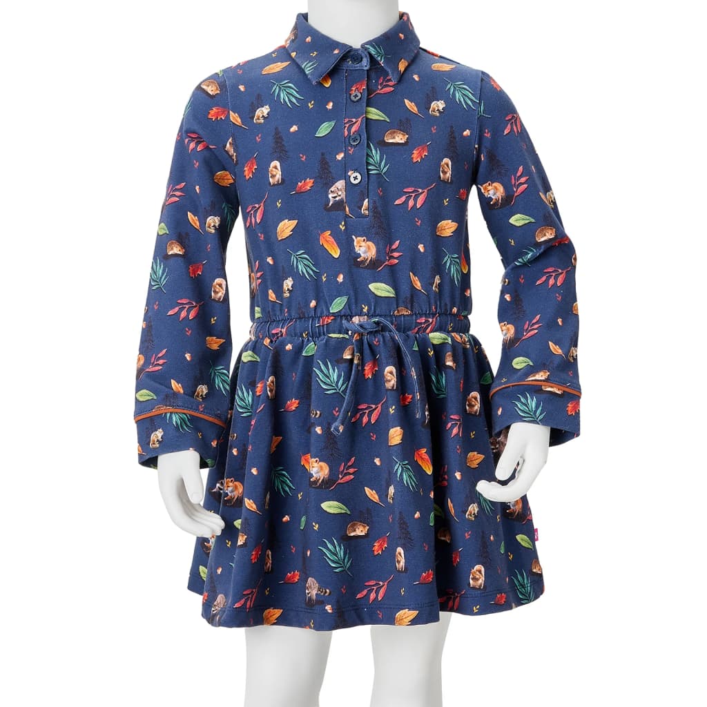 Children's Dress with Long Sleeves Navy Blue 116