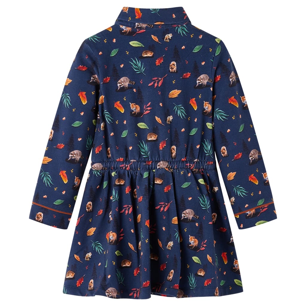 Children's Dress with Long Sleeves Navy Blue 128