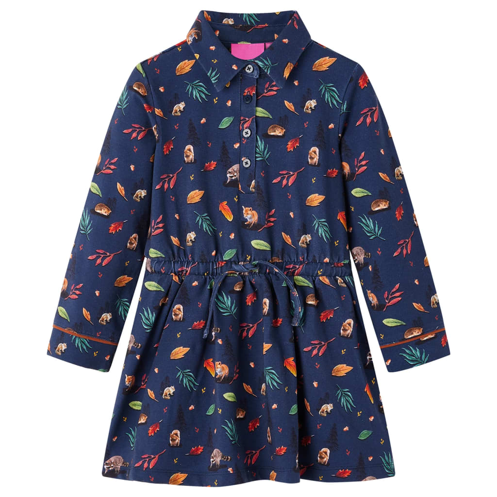 Robe Enfant Manches Longues Bleu Marine 140