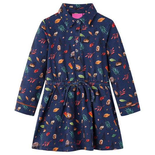 Girls' Long-Sleeved Dress Navy 140