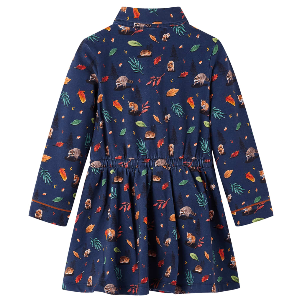 Robe Enfant Manches Longues Bleu Marine 140