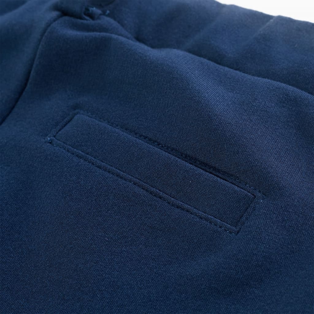 Pantalon enfant bleu marine avec liserés décoratifs noirs 128