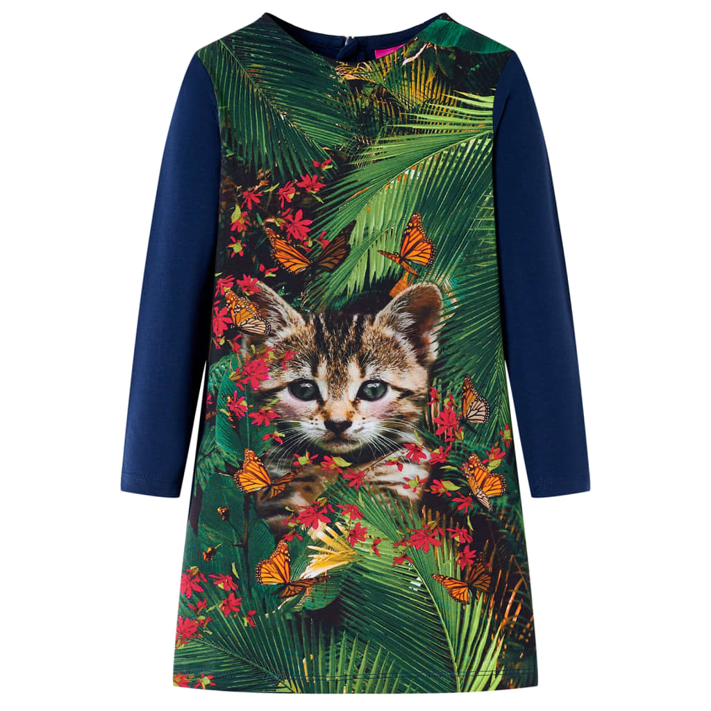 Robe enfant manches longues bleu marine 116
