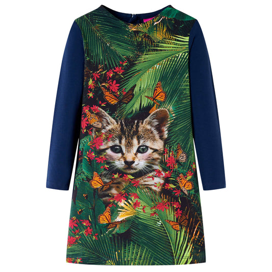 Children's Dress with Long Sleeves Navy Blue 116
