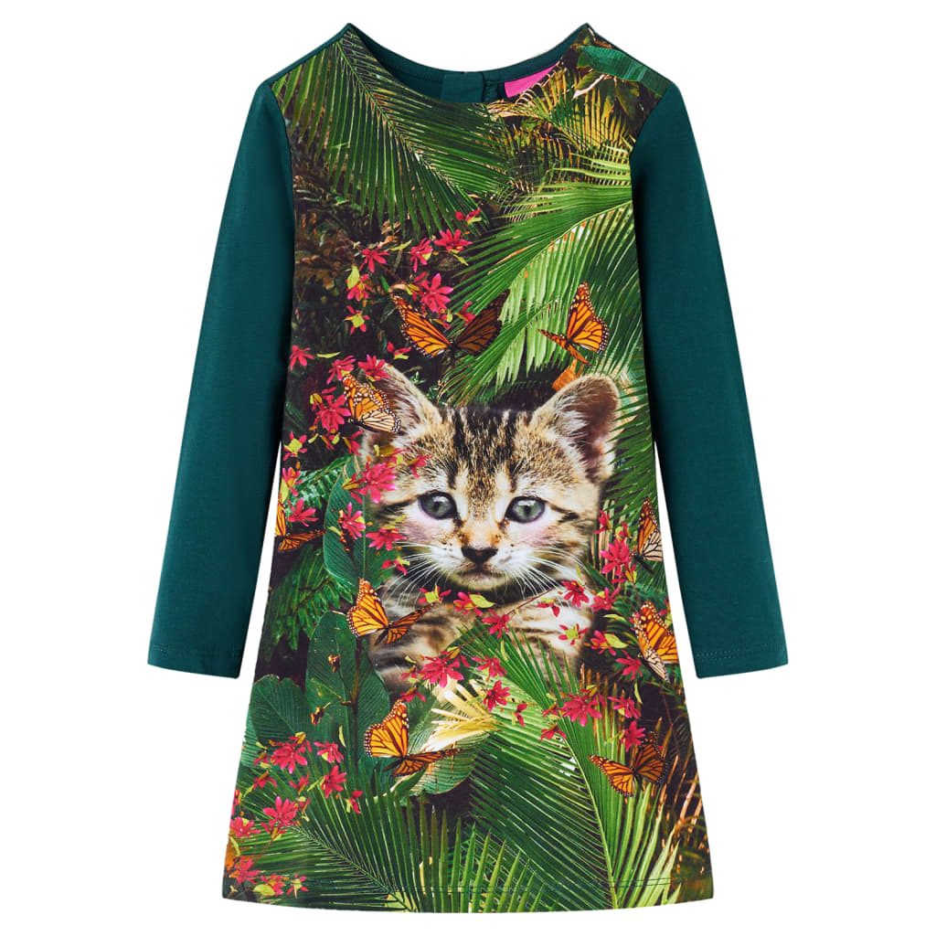 Robe Enfant Manches Longues Vert Foncé 128