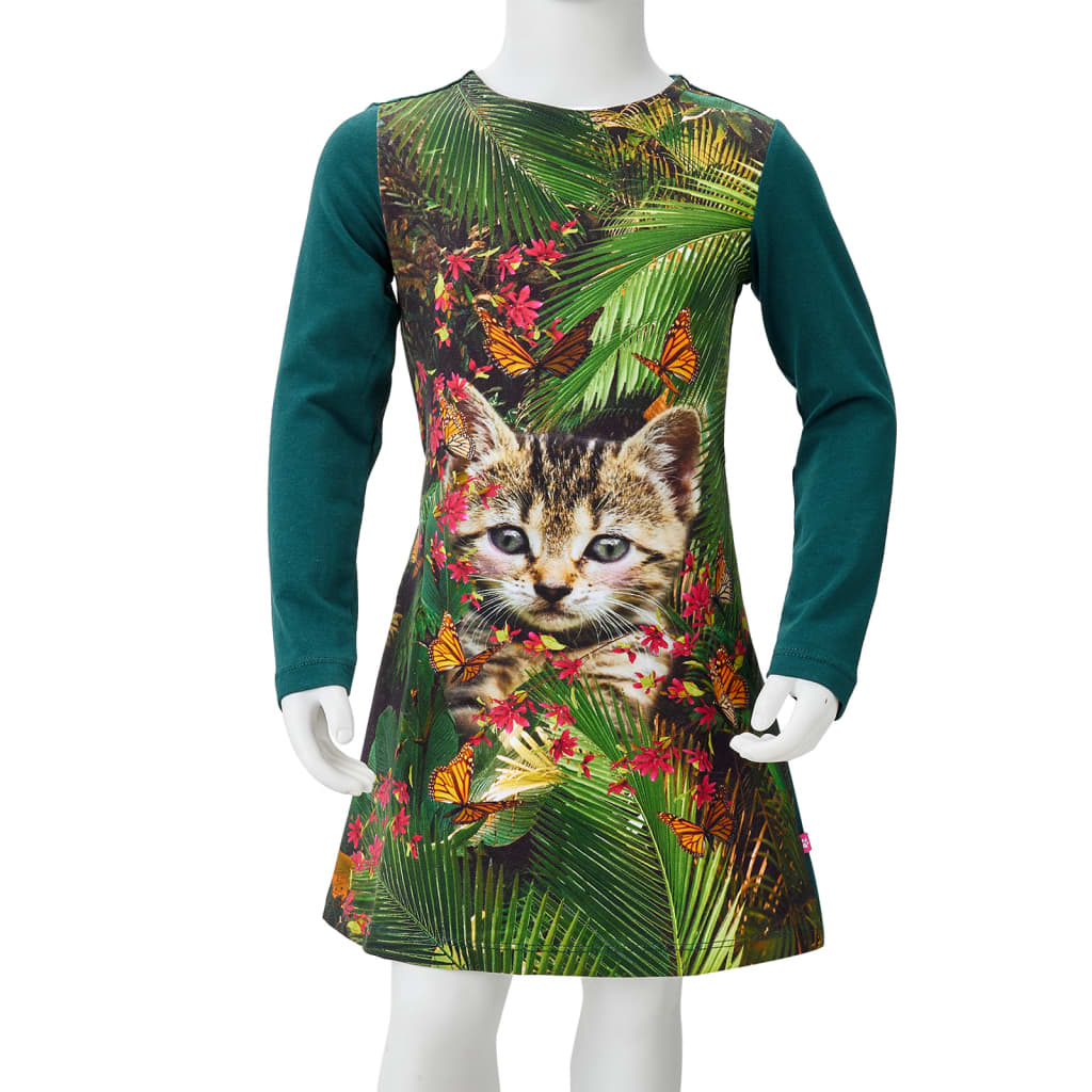 Robe Enfant Manches Longues Vert Foncé 128