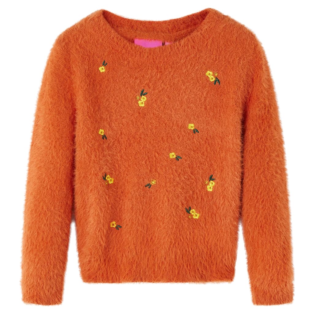 Kinderpullover Gestrickt Dunkelorange 128