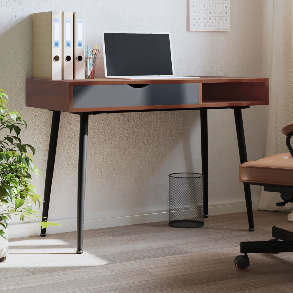 Bureau d'ordinateur avec tiroir marron 110x50x75 cm Bois d'ingénierie