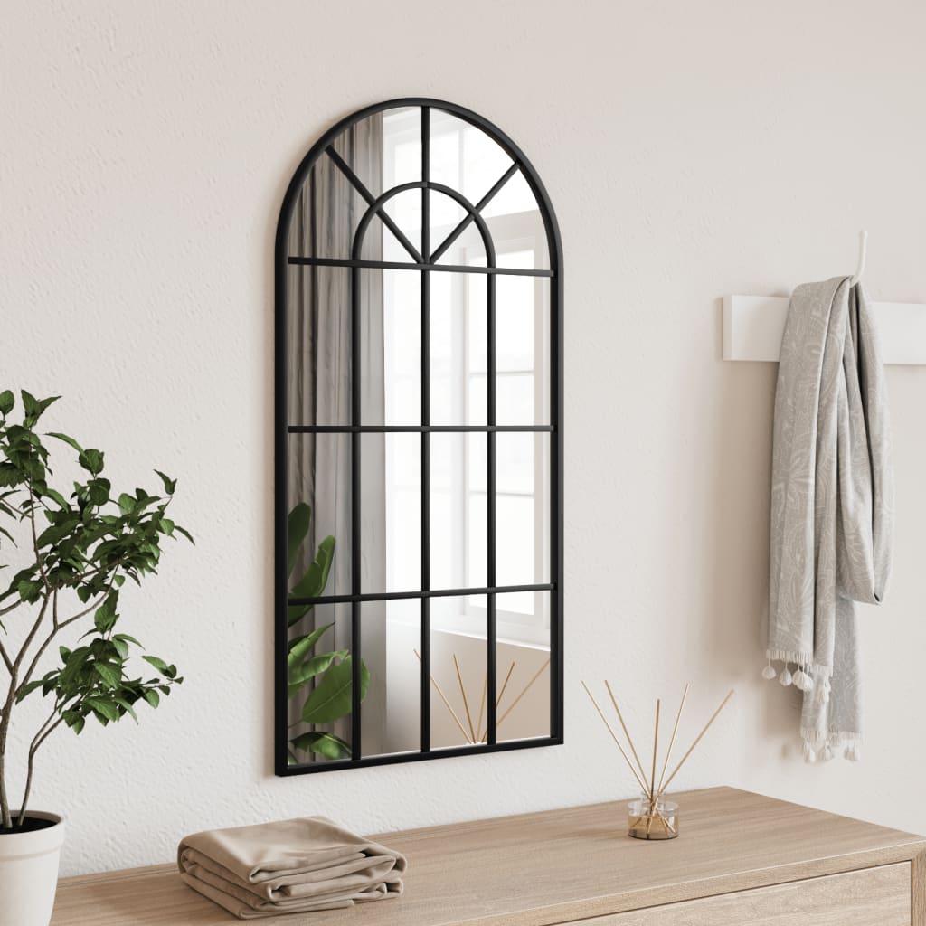 Miroir mural noir 40x80 cm en fer courbé