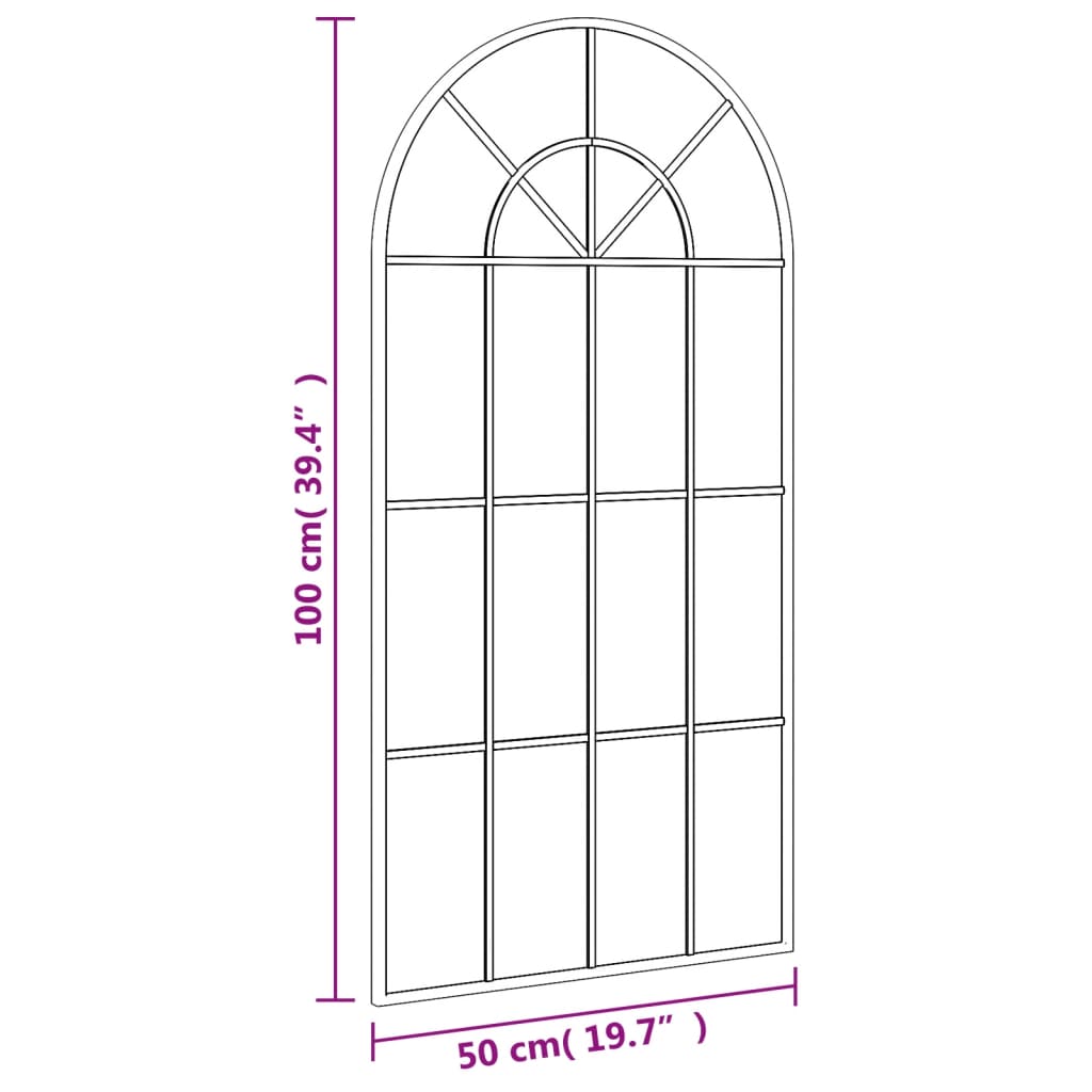 Wall Mirror Black 50x100 cm Arched Iron