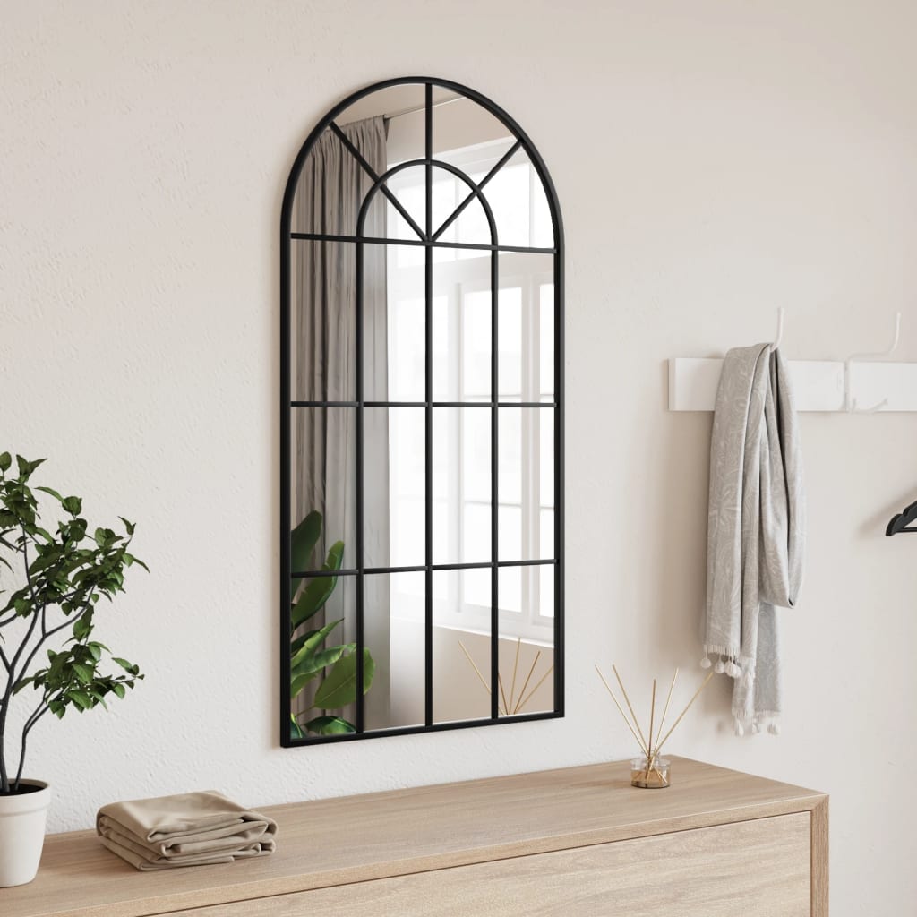 Wall Mirror Black 50x100 cm Arched Iron