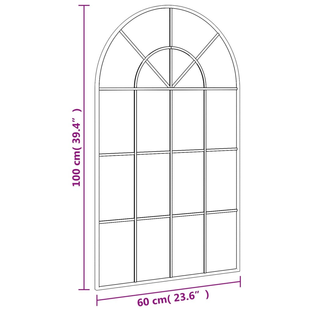 Wall Mirror Black 60x100 cm Arched Iron