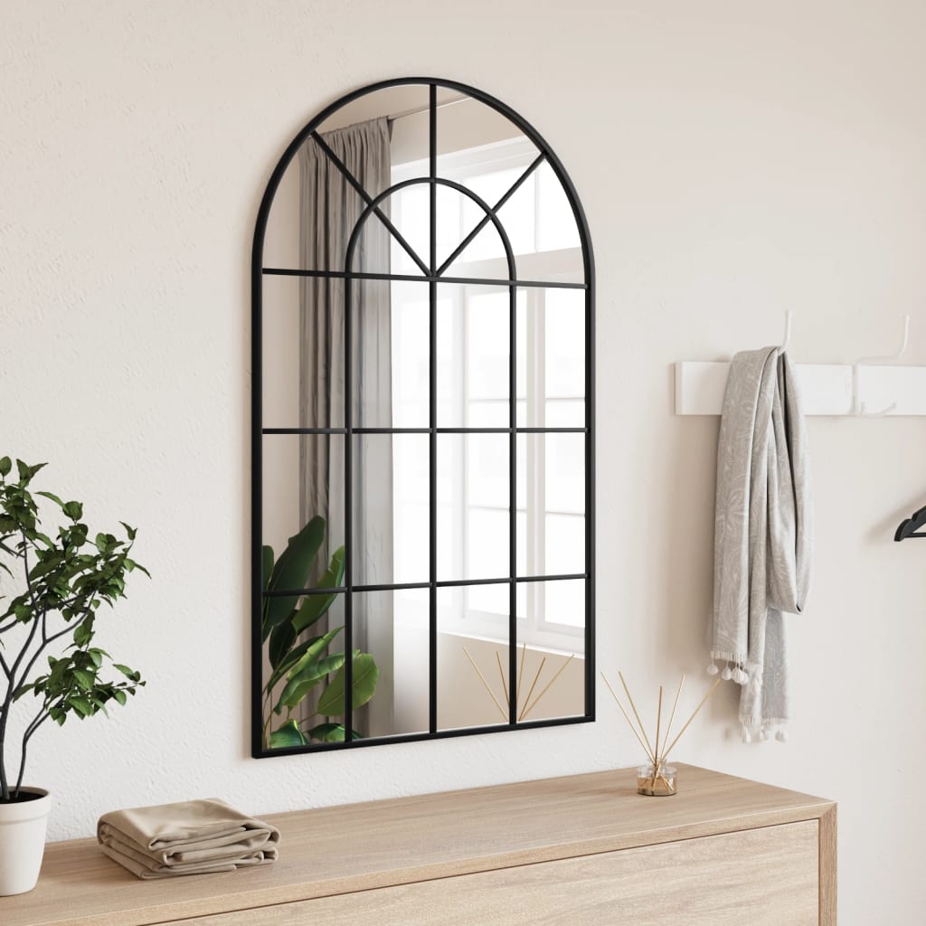 Wall Mirror Black 60x100 cm Arched Iron