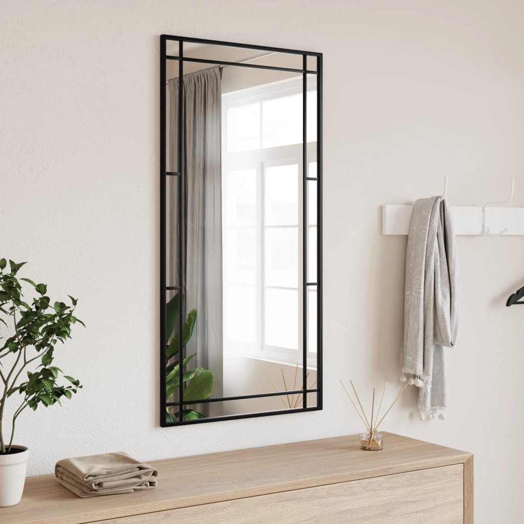 Miroir Mural Noir 50x100 cm Rectangulaire Fer