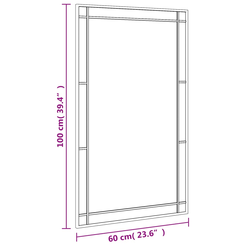 Black Wall Mirror 60x100 cm Rectangular Iron
