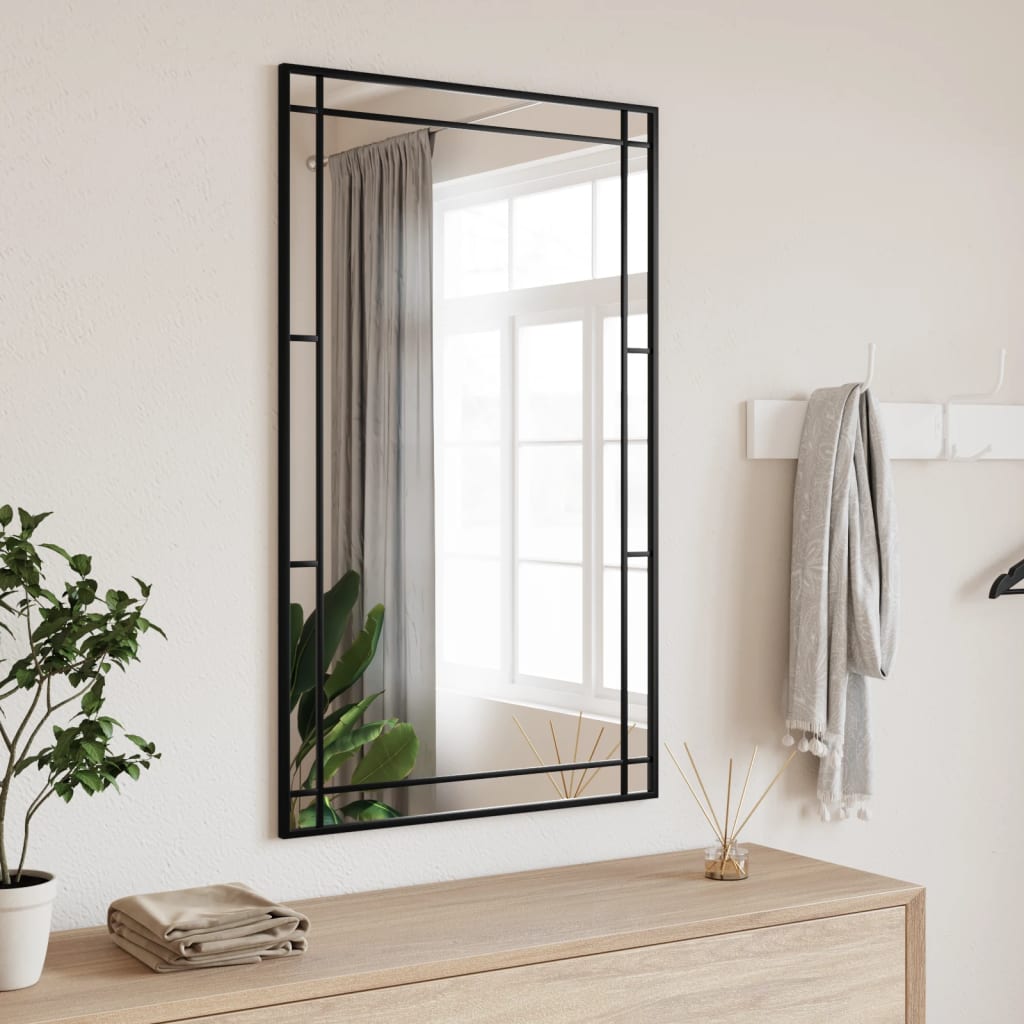 Black Wall Mirror 60x100 cm Rectangular Iron
