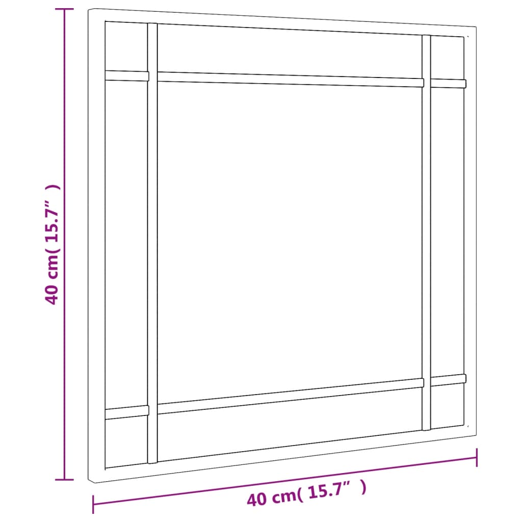 Wall Mirror Black 40x40 cm Square Iron