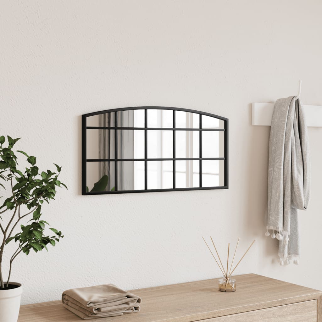 Miroir mural noir 60x30 cm bombé en fer