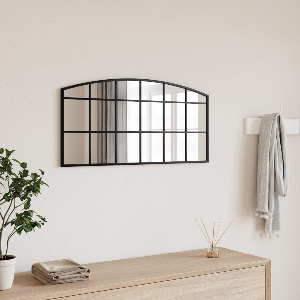 Miroir mural noir 80x40 cm, bombé, fer
