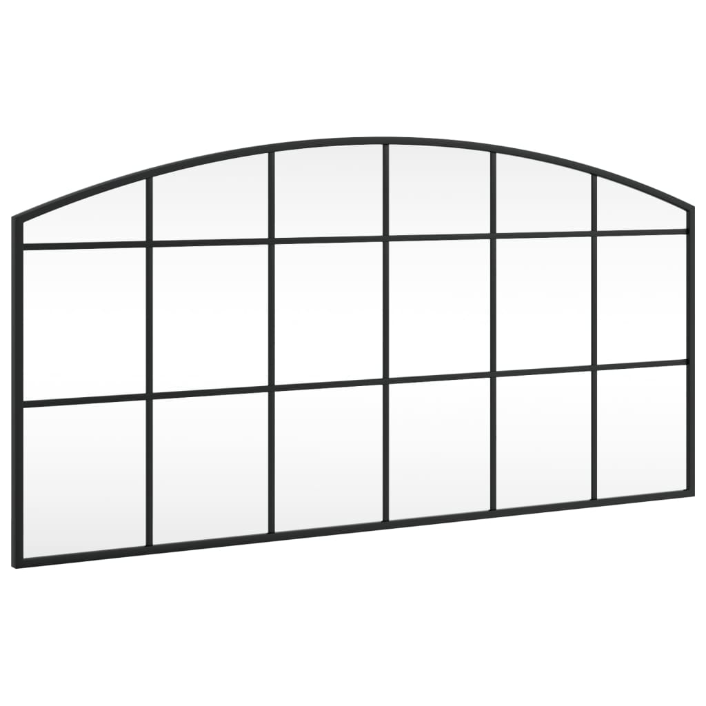 Black Wall Mirror 100x50 cm Arched Iron