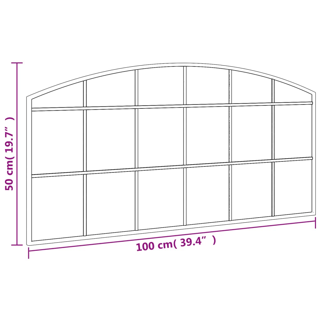Black Wall Mirror 100x50 cm Arched Iron