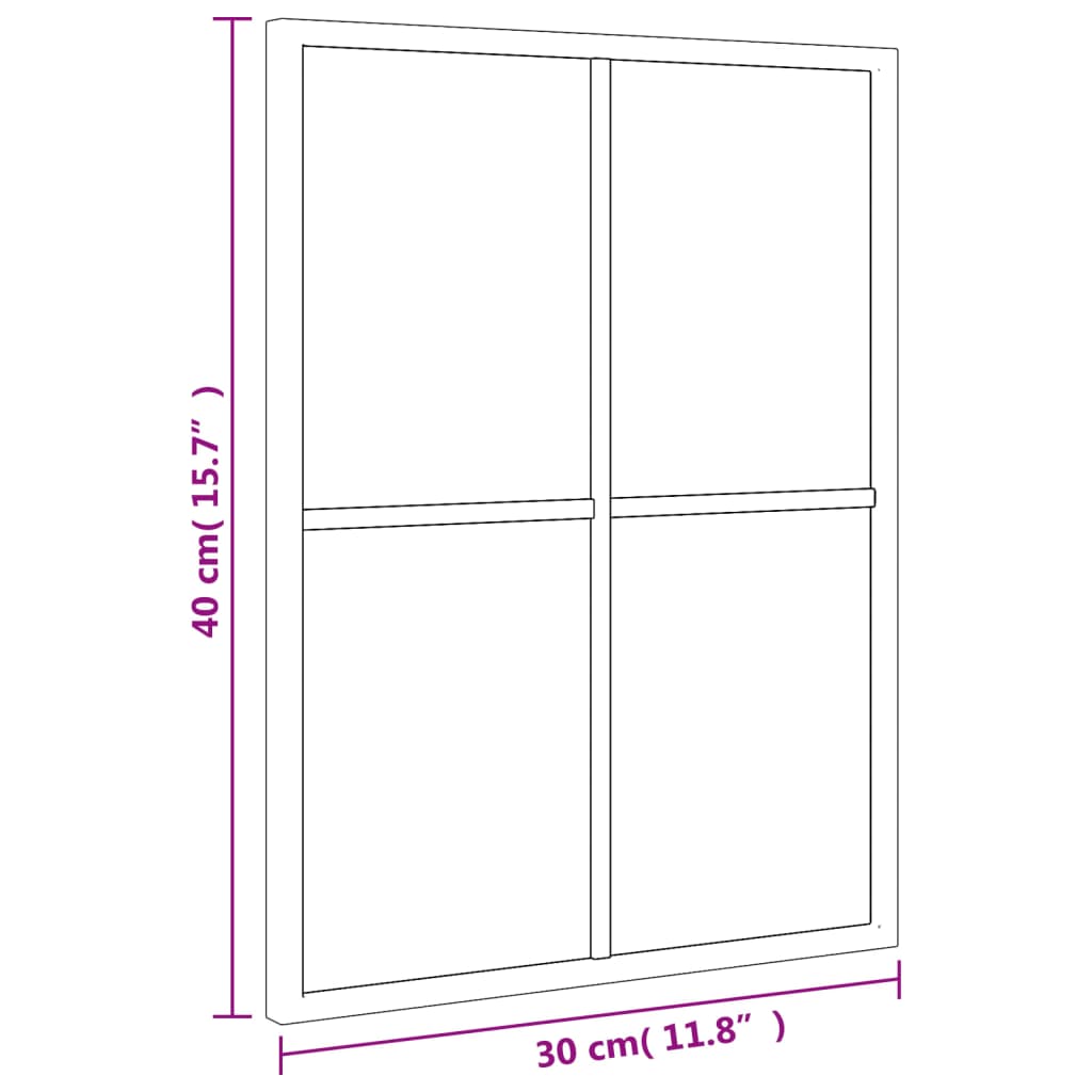Miroir Mural Noir 30x40 cm Rectangulaire Fer