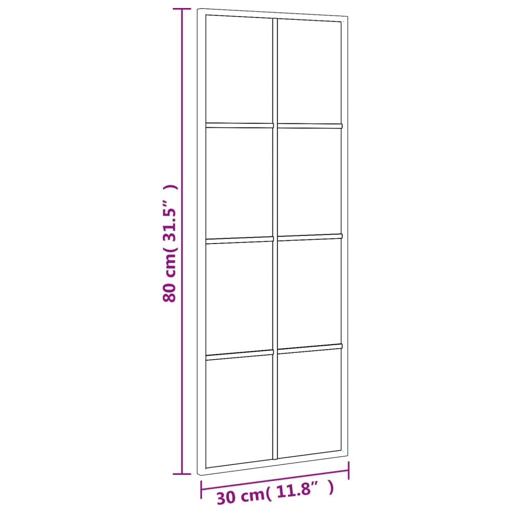 Black Wall Mirror 30x80 cm Rectangular Iron
