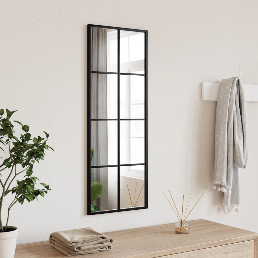 Black Wall Mirror 30x80 cm Rectangular Iron