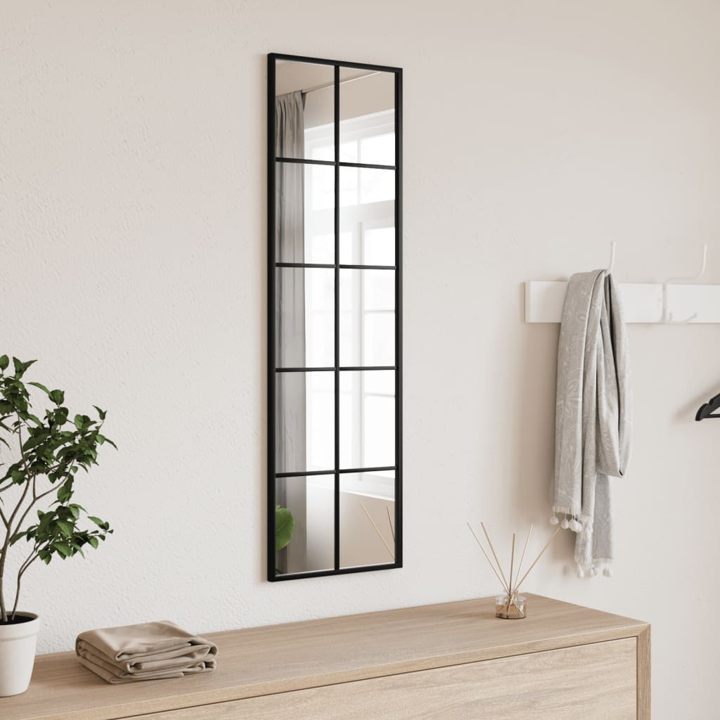 Black Wall Mirror 30x100 cm Rectangular Iron