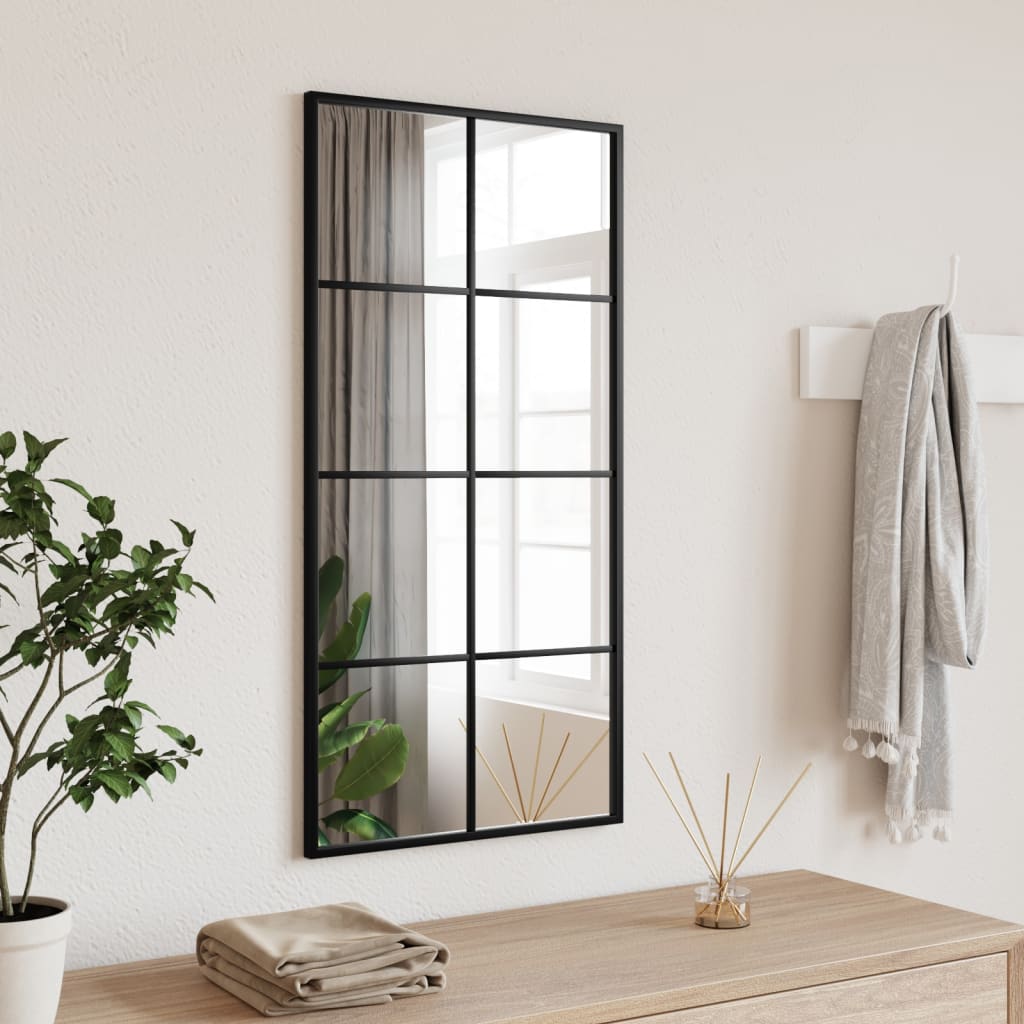 Black Wall Mirror 40x80 cm Rectangular Iron