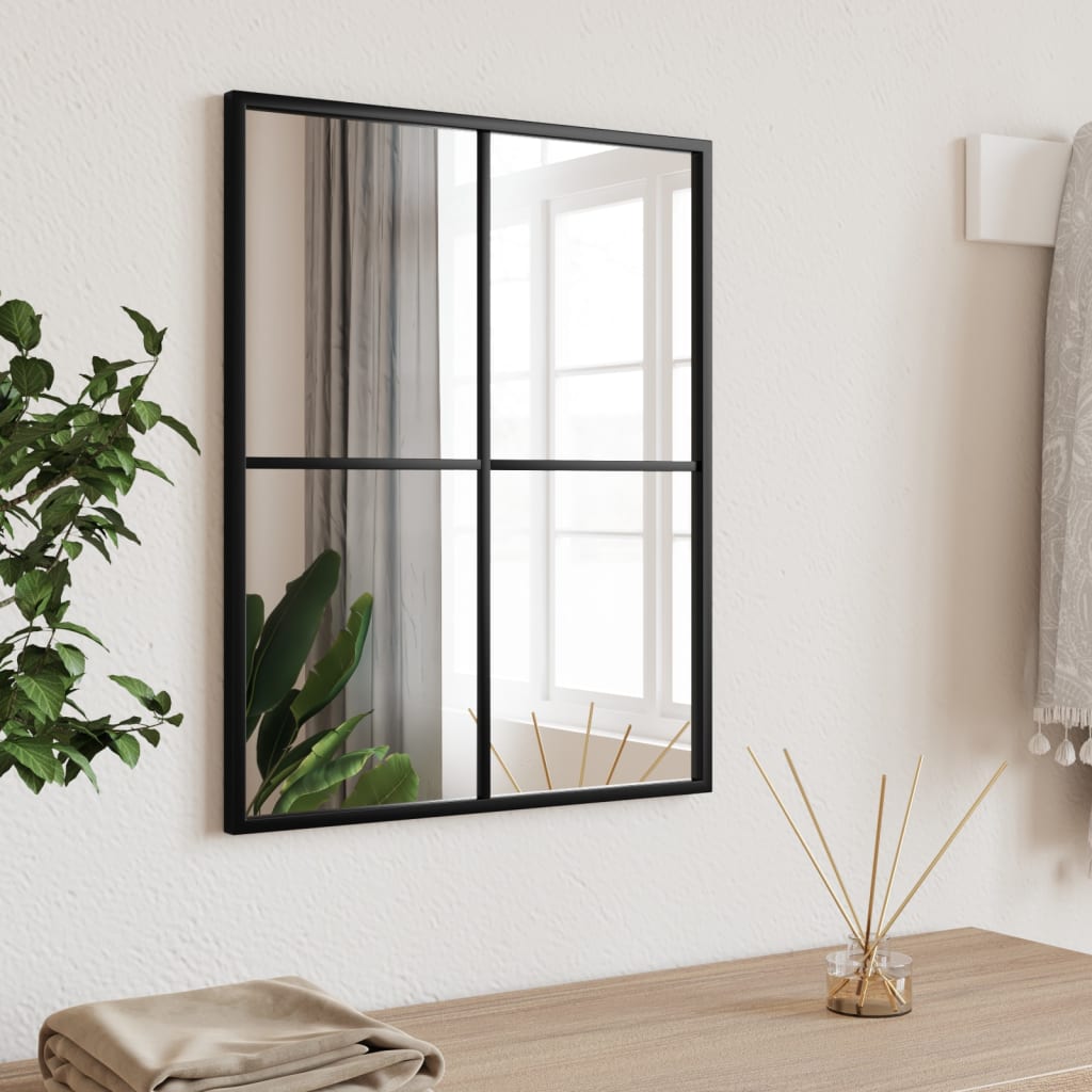 Miroir mural noir 40x50 cm rectangulaire en fer