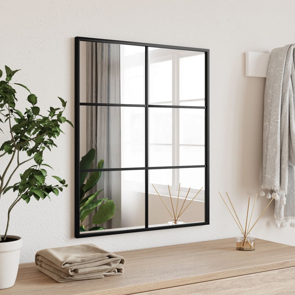 Miroir mural noir 50x60 cm rectangulaire en fer