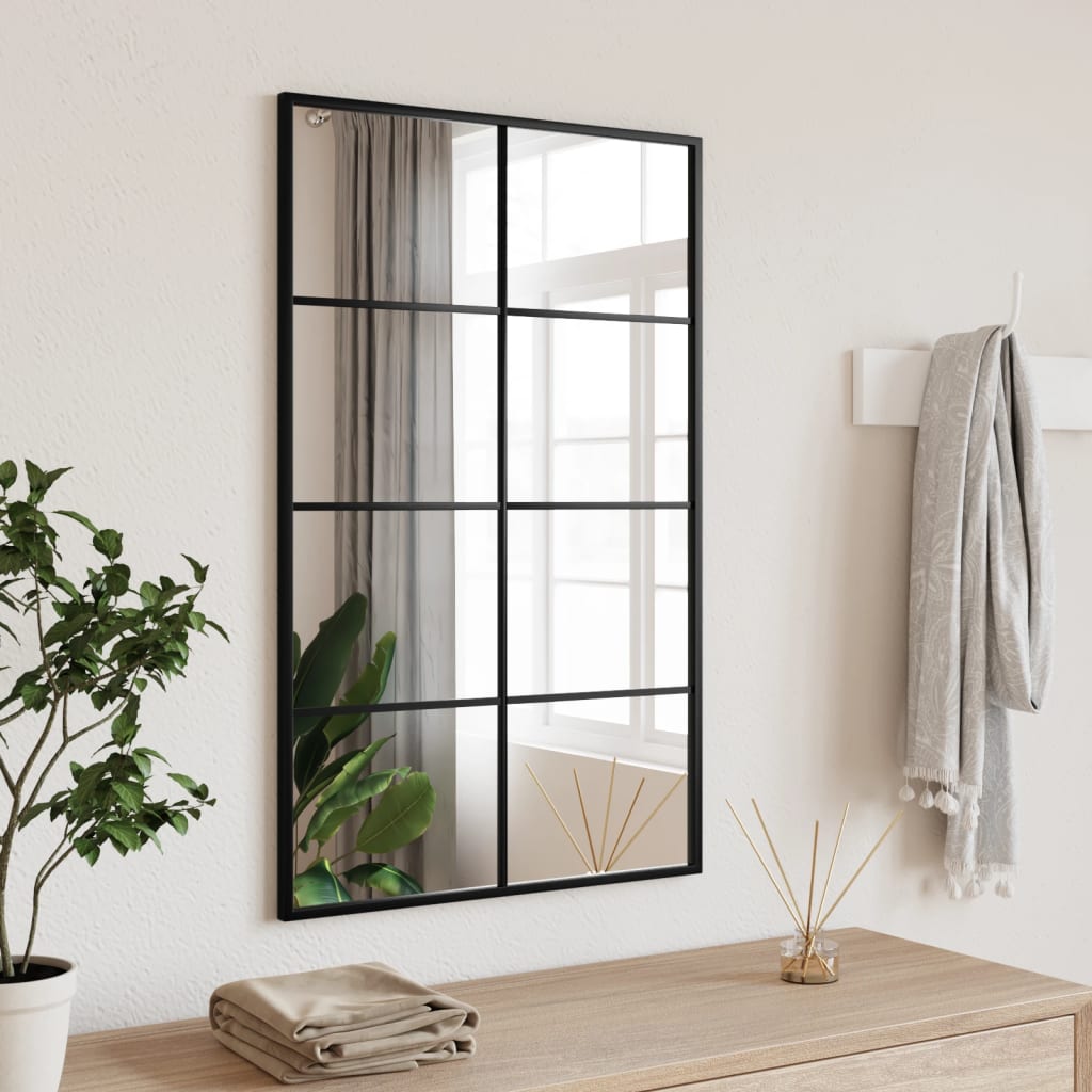 Wall Mirror Black 50x80 cm Rectangular Iron