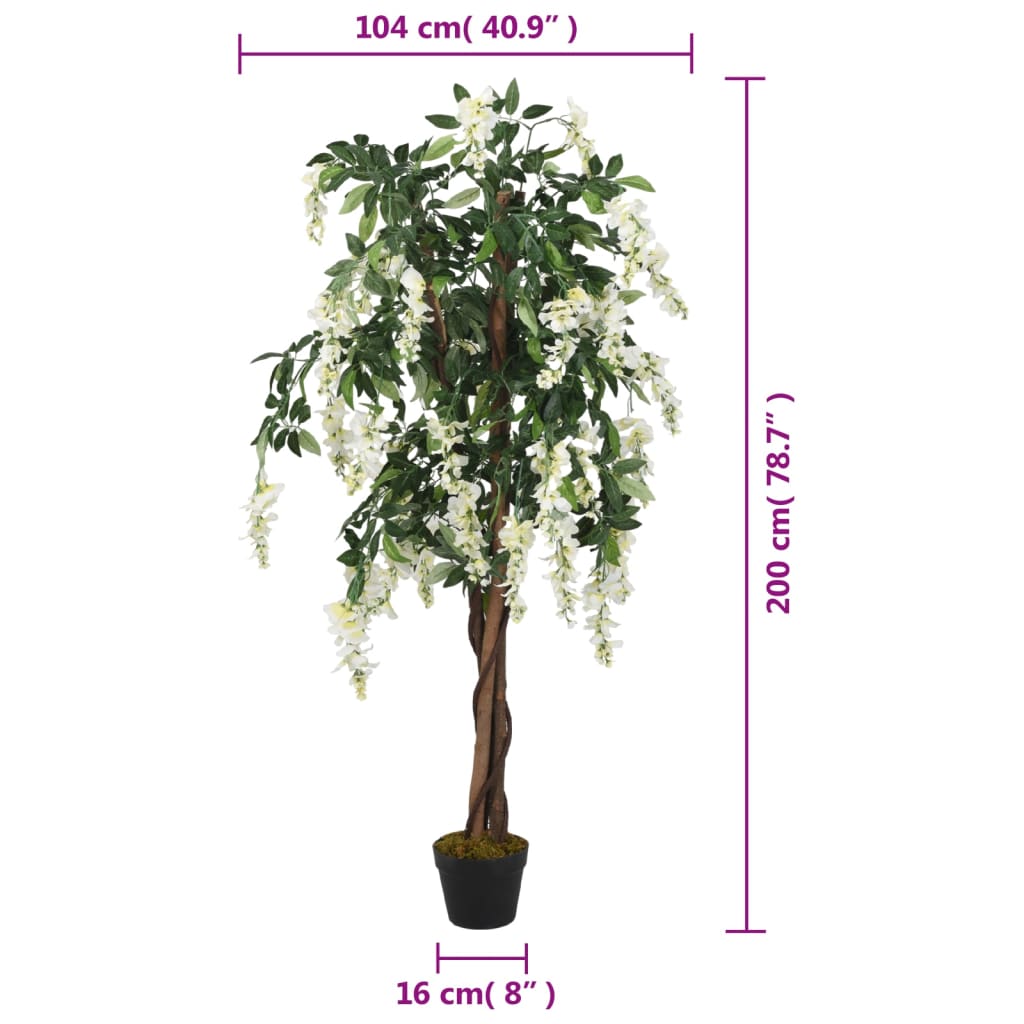Arbre artificiel de glycine 1470 feuilles 200 cm vert et blanc