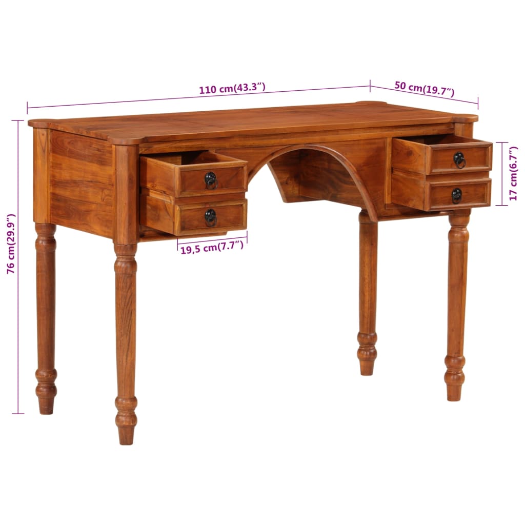 Desk with drawers 110x50x76 cm Solid acacia wood