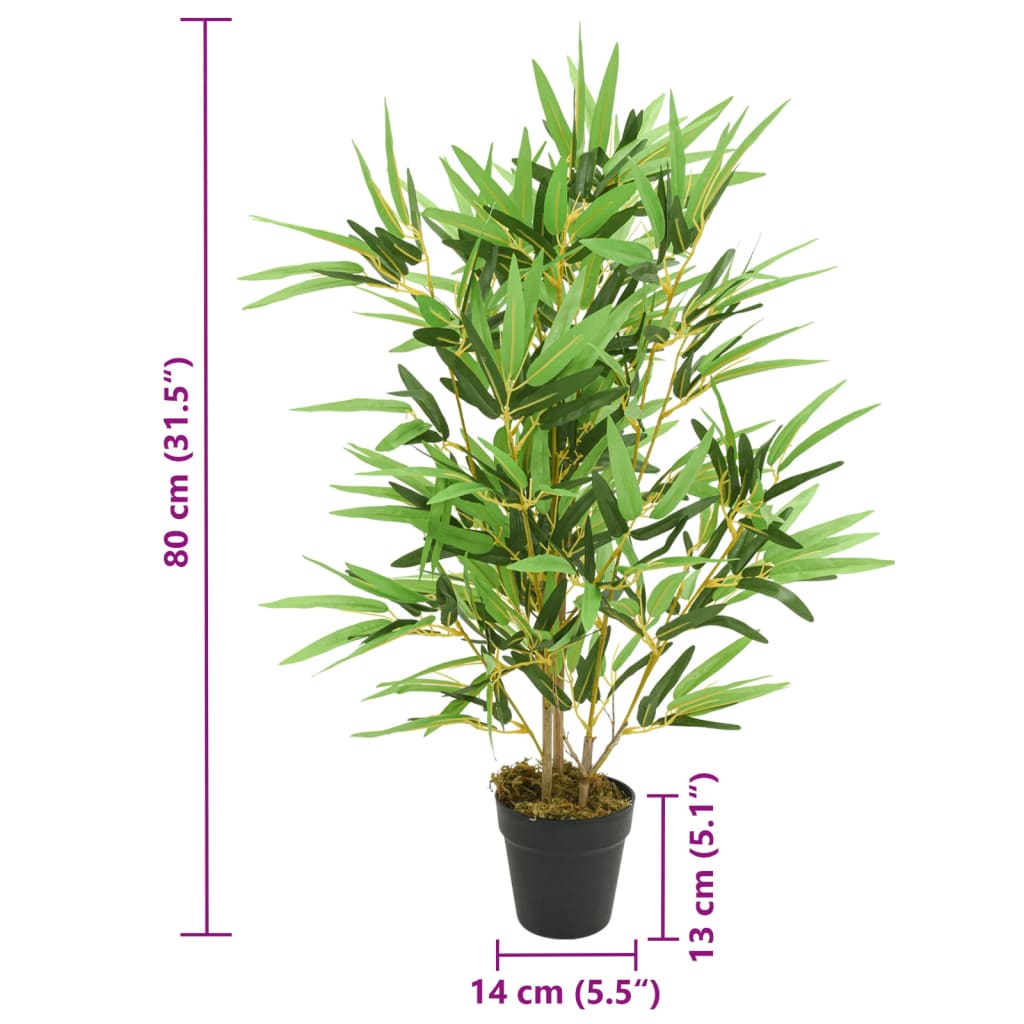Artificial Bamboo Tree with 368 Leaves, 80 cm, Green