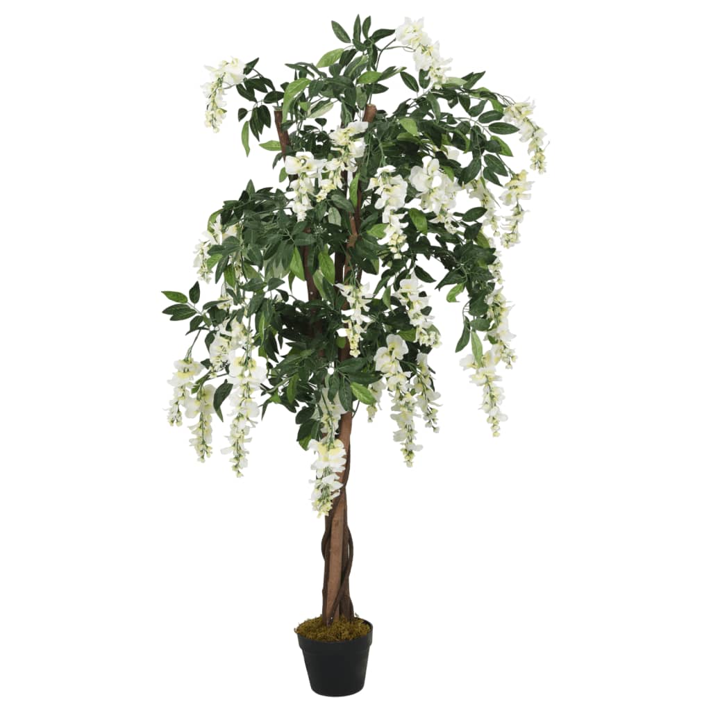 Arbre de glycine artificiel 840 feuilles 150 cm vert et blanc