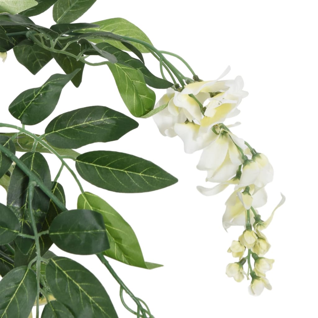 Arbre de glycine artificiel 840 feuilles 150 cm vert et blanc