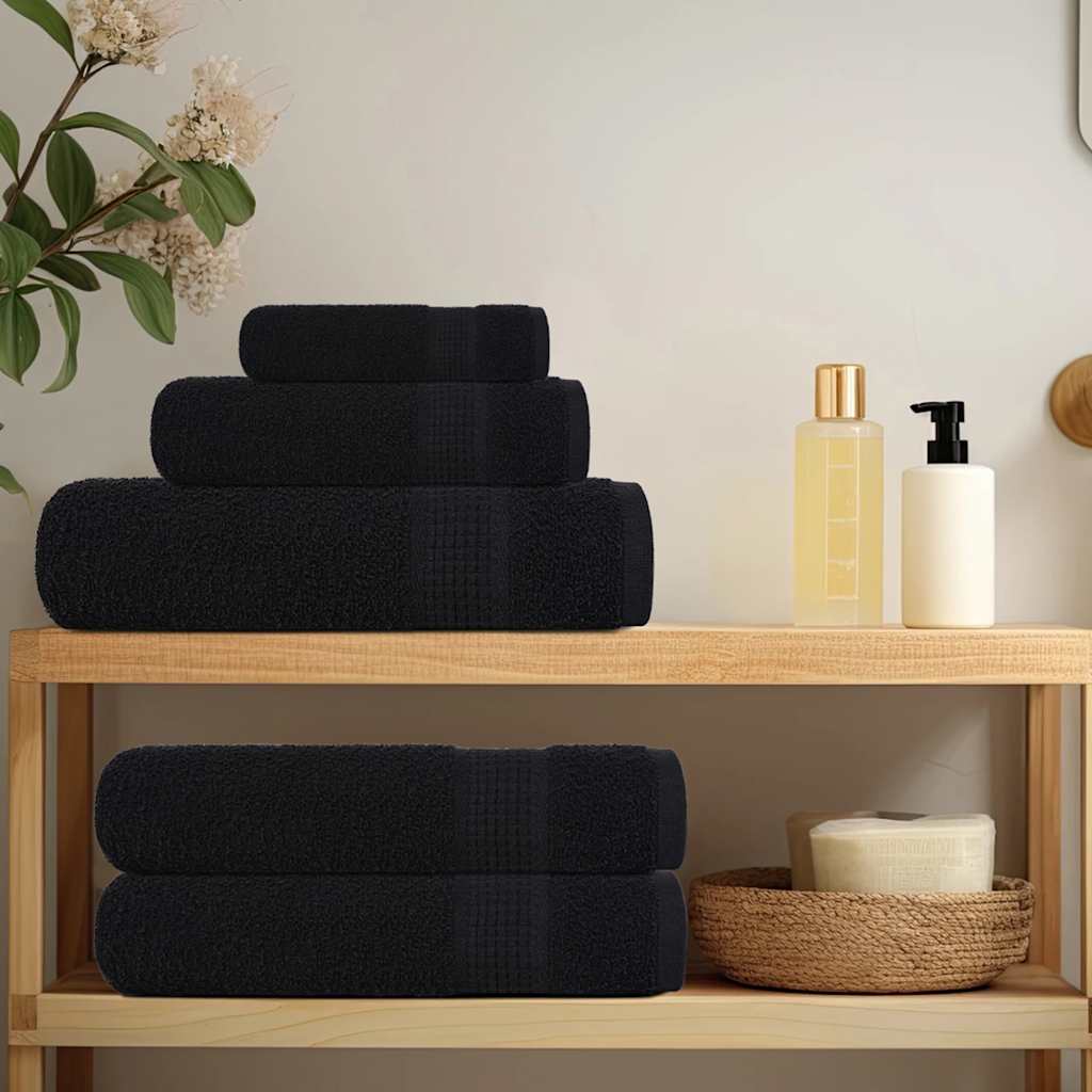 Serviettes FROGN 2 pces Noir 100x200 cm 360 g/m²