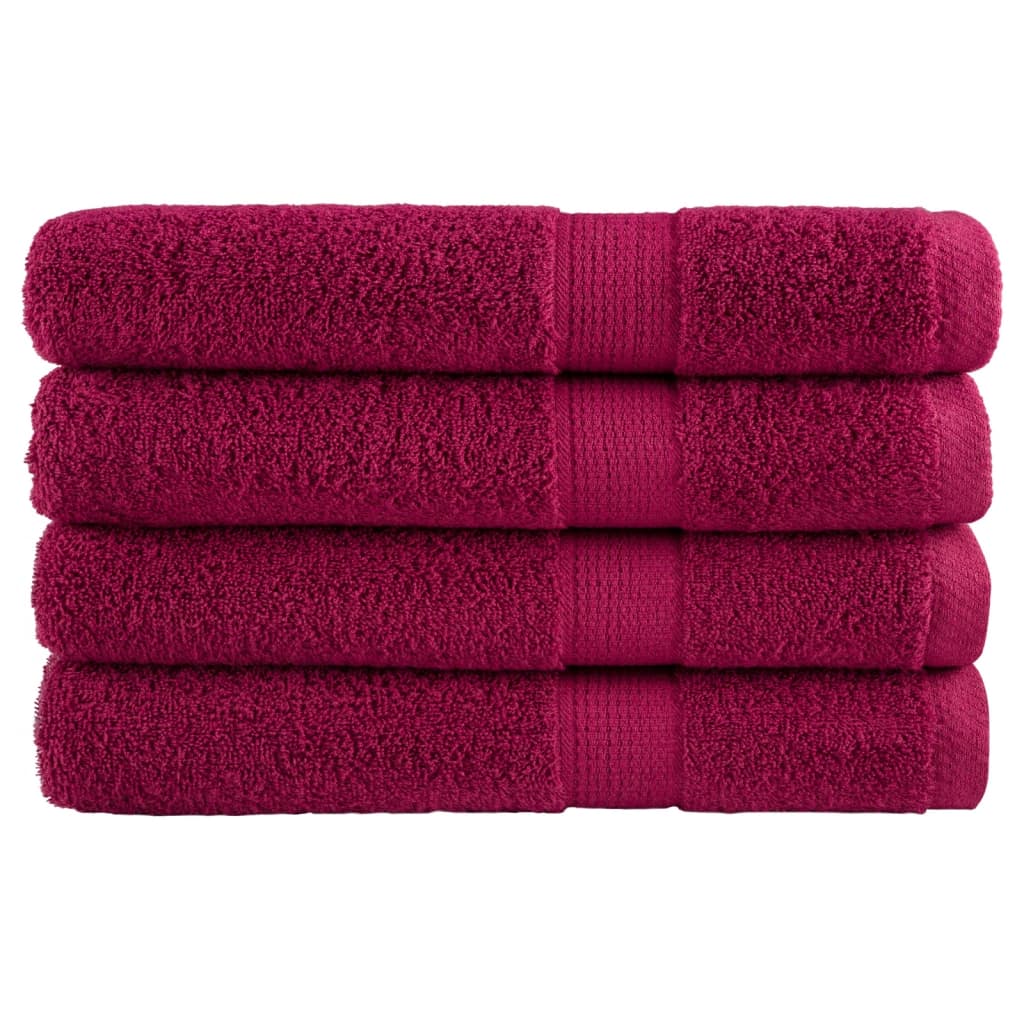 Serviettes de sauna premium SOLUND 4 pièces Bordeaux 80x200 cm 600 g/m²