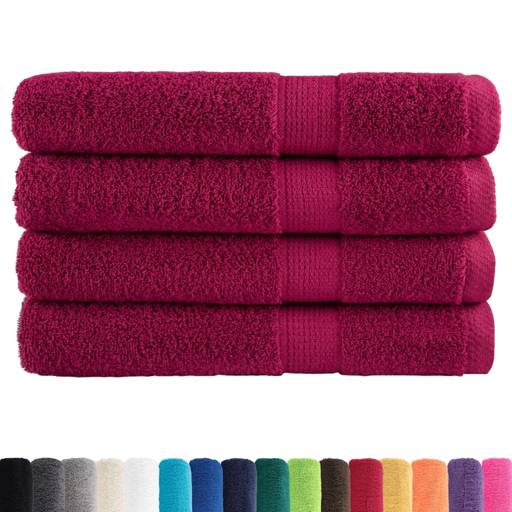 Serviettes de sauna premium SOLUND 4 pièces Bordeaux 80x200 cm 600 g/m²