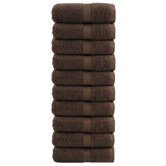Premium Guest Towels SOLUND 10 pcs Brown 30x50 cm 600 gsm