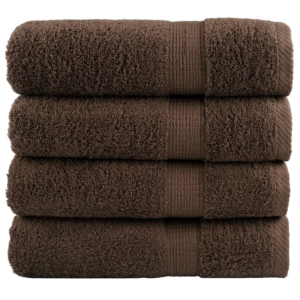 Serviettes de bain premium SOLUND 4 p. Marron 100x150 cm 600 g/m²
