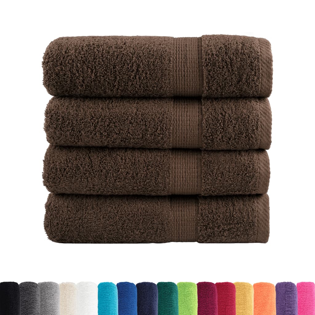 Serviettes de bain premium SOLUND 4 p. Marron 100x150 cm 600 g/m²