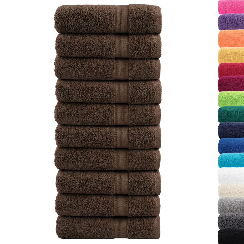 Premium Bath Towels SOLUND 10 pcs. Brown 100x150 cm 600 gsm