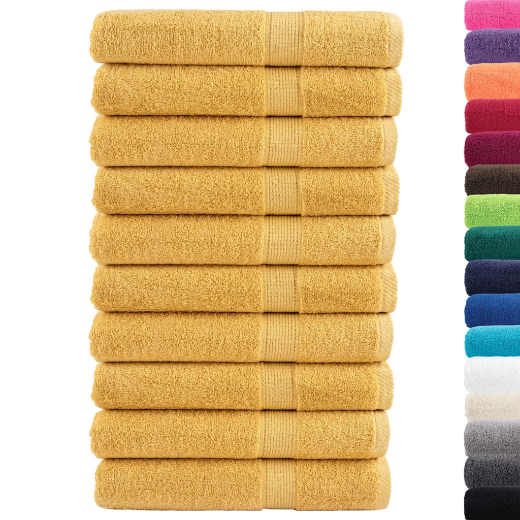 Premium Handtücher SOLUND 10 Stk. Gold 100x200 cm 600 g/m²