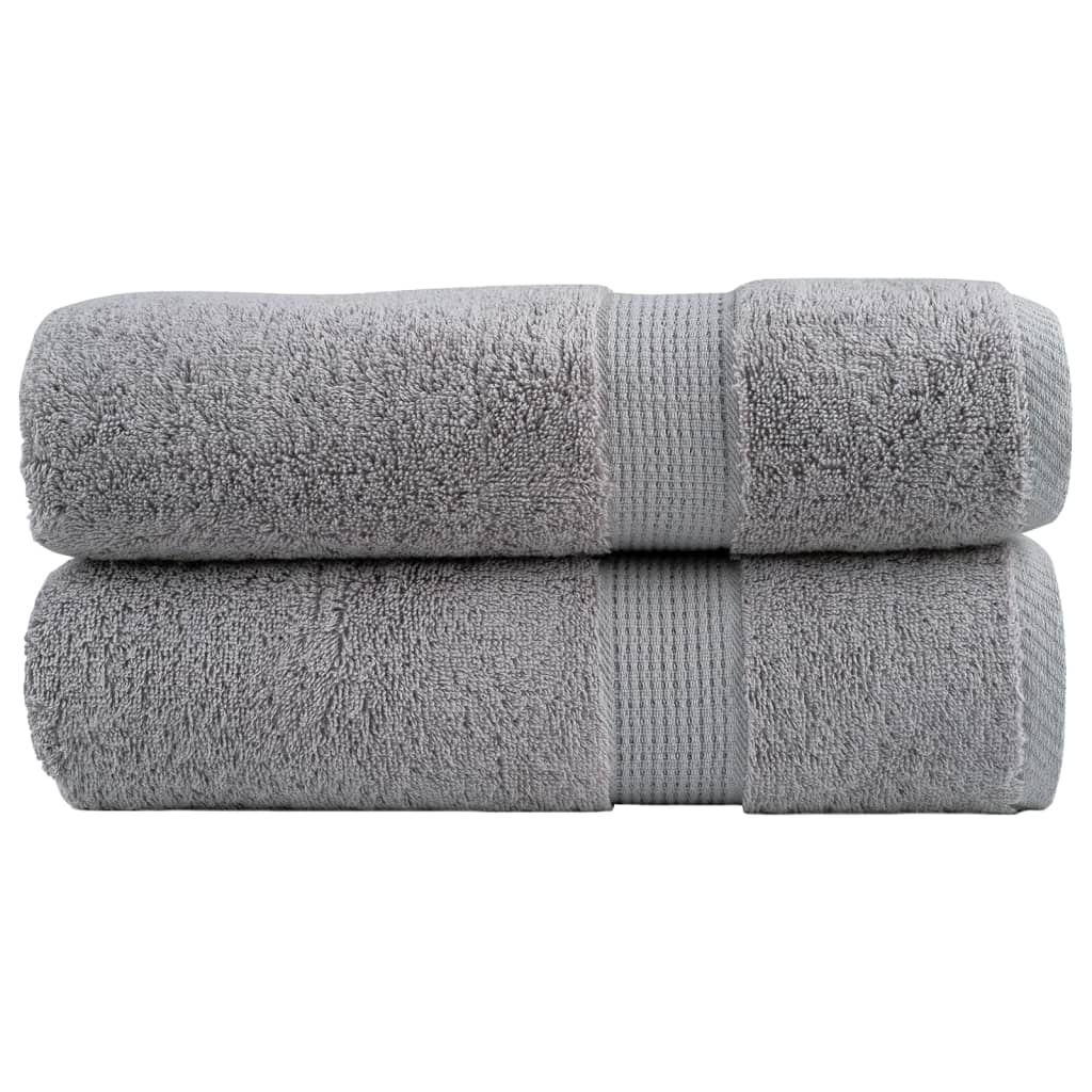 Lot de 2 serviettes de douche haut de gamme SOLUND gris 70x140 cm 600 g/m²